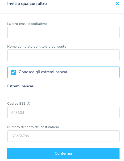 dati destinatario TransferWise